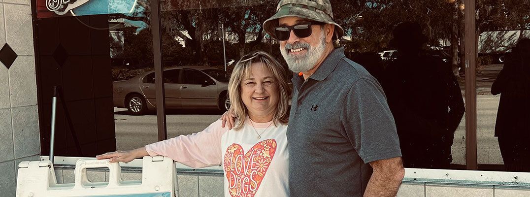 Joe St. John and his wife, Jonna, outside Joe's All American Tap Cafe