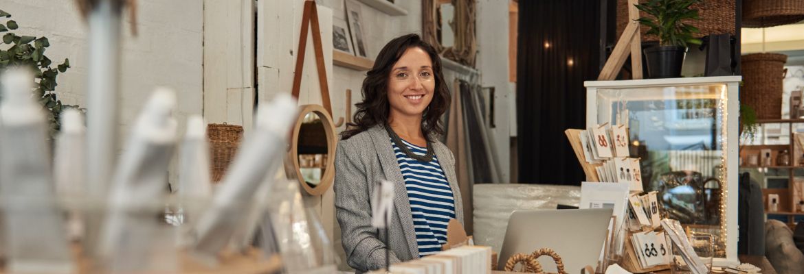 Woman working in place of business