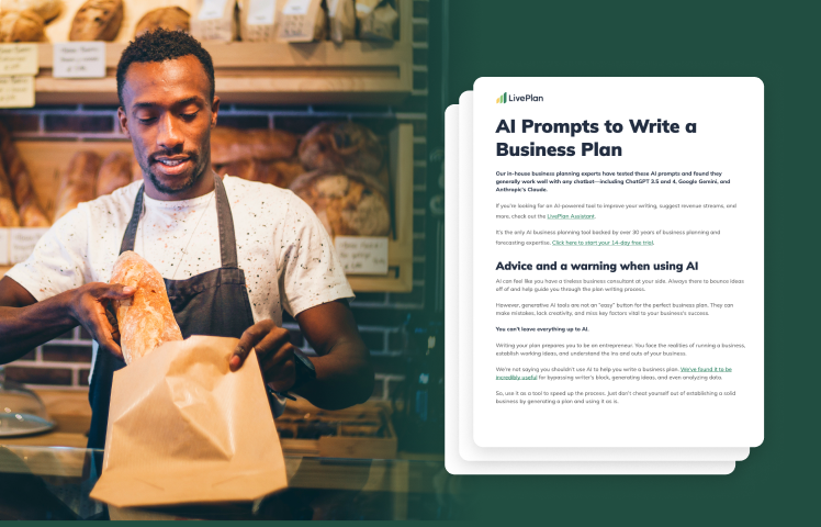 Man working in bakery with example ai prompt template