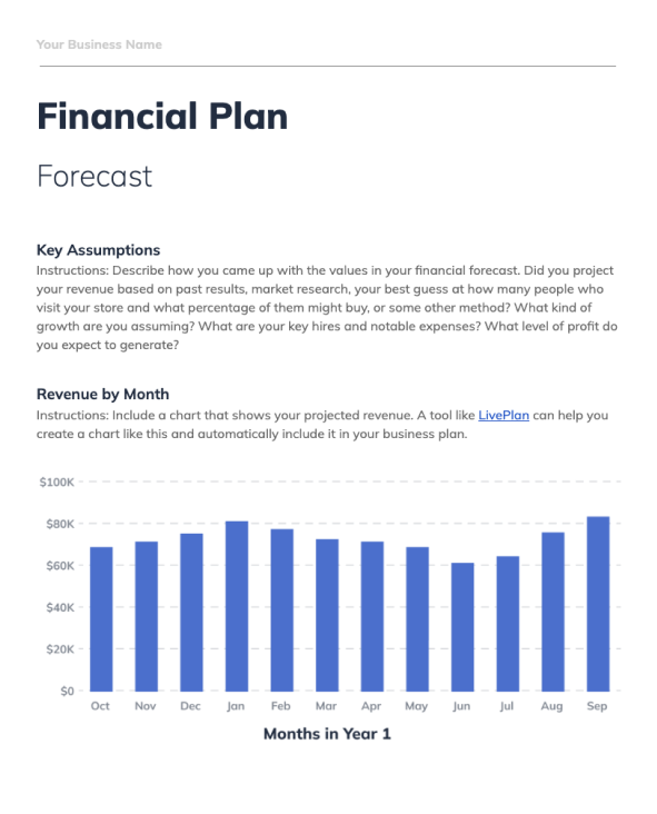 Example Business Plan page