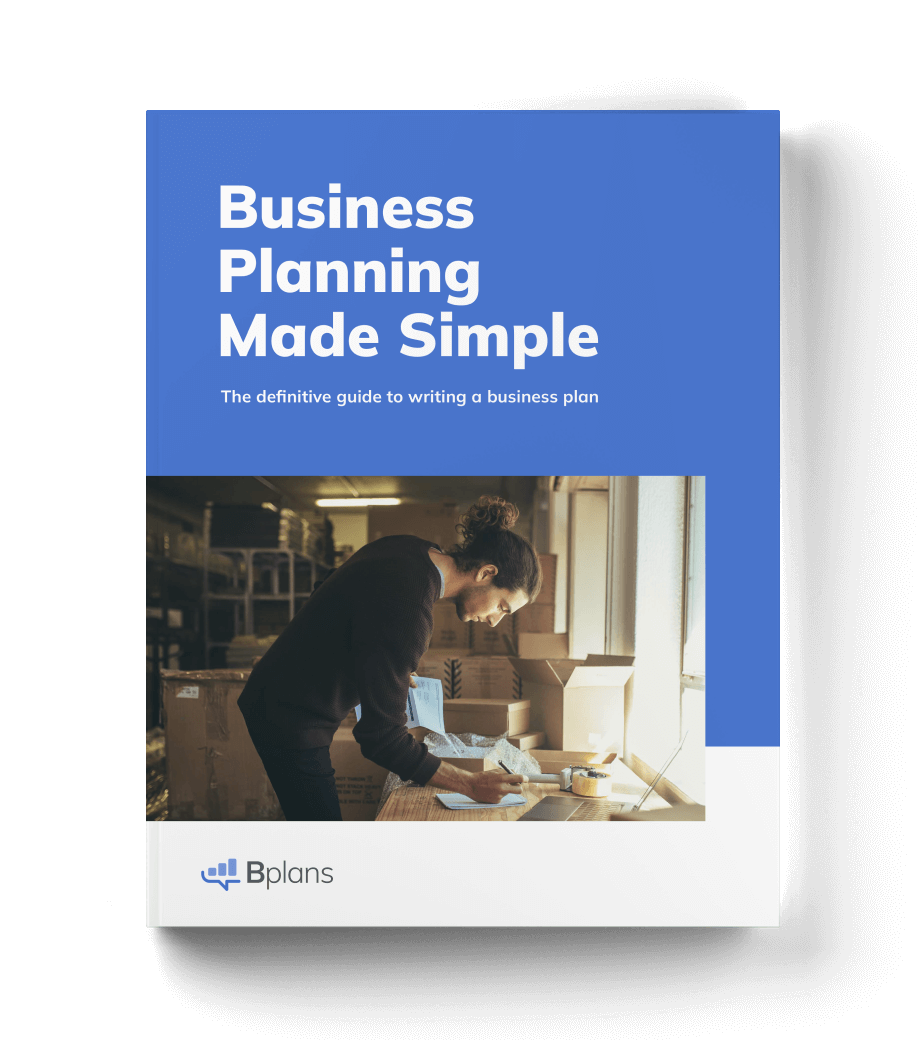 An image of a man creating a business plan with the heading "Business Planning Made Simple"